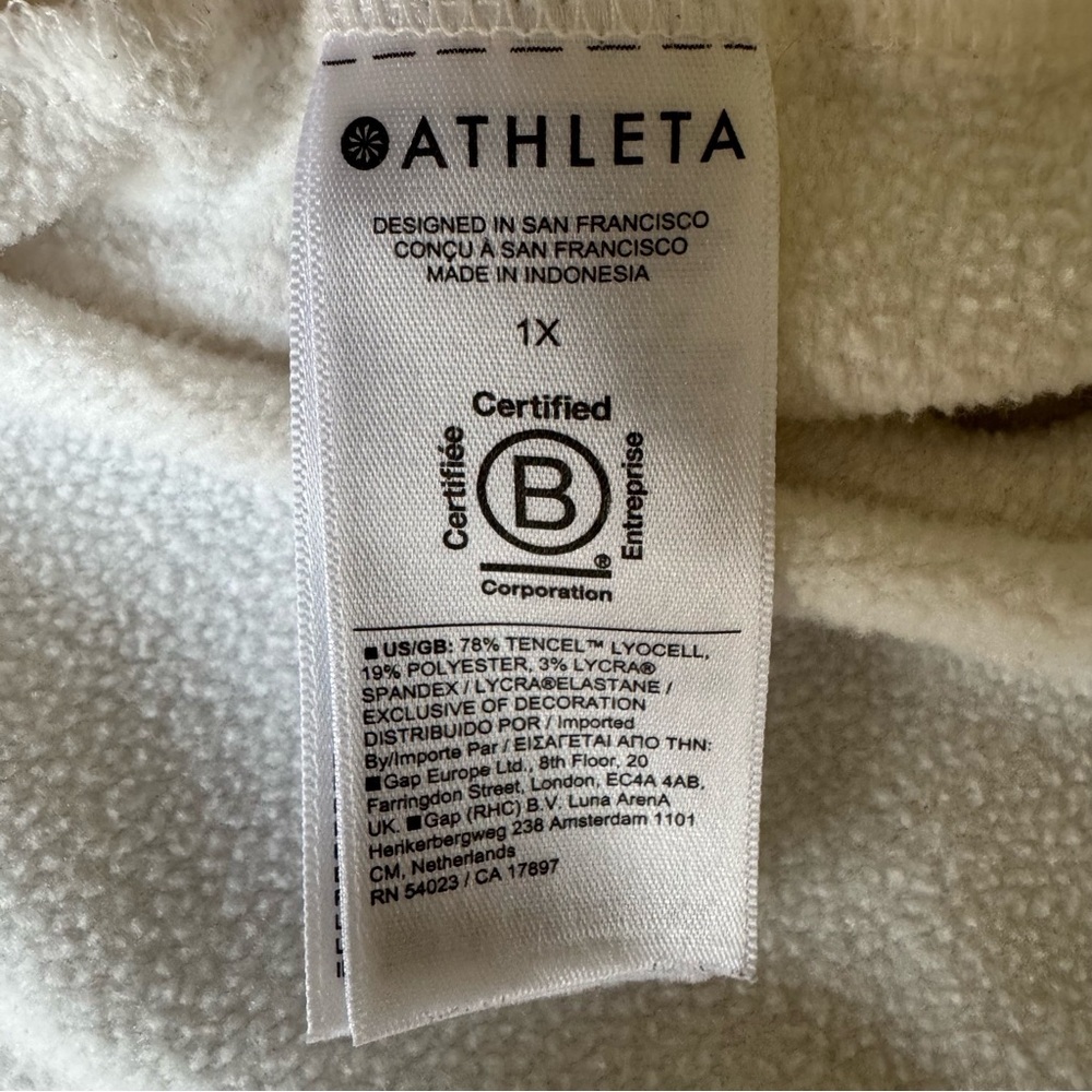 Athleta Coaster Luxe Recover Sweatshirt Top Magnolia White Thumbhole Athletic 1X - Picture 12 of 13